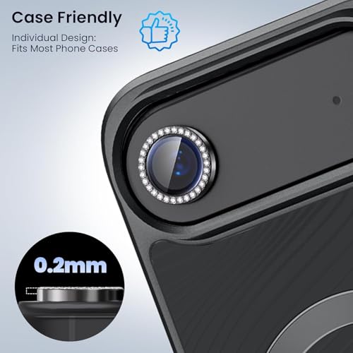 Image of Lensarmor Compatible With Space Black Diamond iPhone Air Camera Lens Protector - 9H+ Tempered Glass with Diamond Coating, Scratch Resistant, Premium iPhone Air Accessories, Flash-Friendly Lens Cover