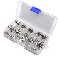 DollaTek 6x30mm Glasröhrensicherungen - 72 Stück, 8 verschiedene Ampere-Werte, Hartplastik und Glas, Quick Blow Car Glasröhren Sicherungen Assorted Kit