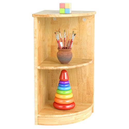 wingyz Rubber Wood Corner Cabinet, 2-Tier Montessori Shelf, 2 Shelf