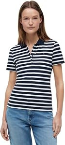 Tommy Hilfiger Polo Manches Courtes Femme 1985 Slim Pique Slim Fit, Multicolore (Dark Night Navy/Ecru STP), M