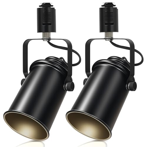 Aiwode レールライト ダクトレール用スポットライト E26口金 角度調節可能 ロック機構により脱落を防止 簡単なインストール 高級 和風 目に優しい 節電 省スペース設計 寝室 高級レストラン 書斎 廊下 植物の照明に適しています 電球はありません 黒 2個入り