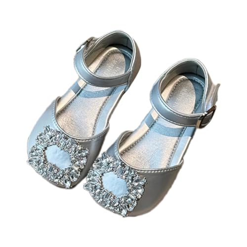 Lovely Girls Sandals Fashionable Rhinestones Decorative Princess Shoes Baby Infants Shoes Flat Heel Sandals Size 26-32 Silver