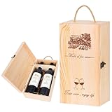 CNZLYZOY Vintage Wooden Wine Gift Box for 2 Bottles - Reusable Storage & Shipping Crate with Rope Handle, Wine Boxes for Gifts/Moving/Home Decor (1PC)