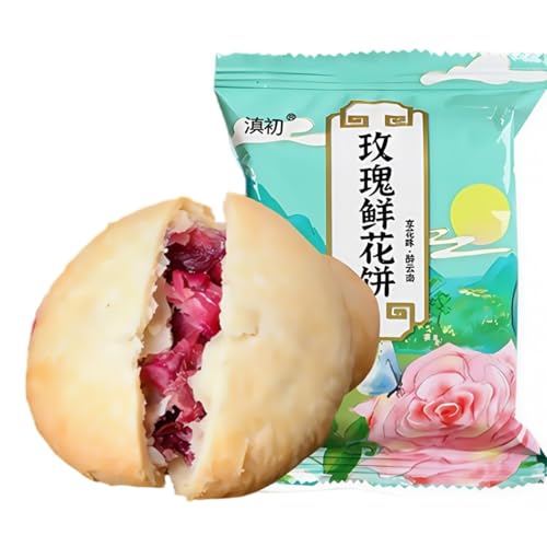 WSYLS-YAuthentischer chinesischer Blumenkuchen - Blätterteig with Rose, Lila Süßkartoffel, Matcha Fillings, Mikro süsses，180 g，Snack for Breakfast, Tea Time，knoppers Festival (Rose)
