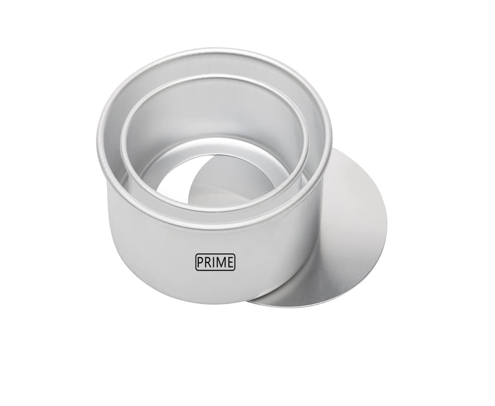 Image of Prime Bakers and Moulders Round Removable Bottom Cake Mould Set With Loose Base Tin For Oven (4,5 Inch),Silver