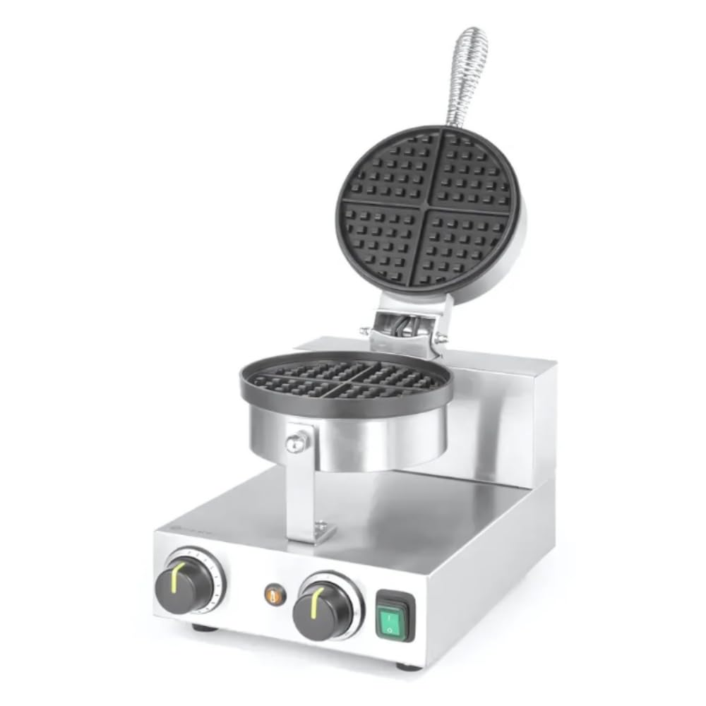 MBH - Gofrera profesional redonda. Máquina de gofres industrial con termostato y temporizador para hostelería