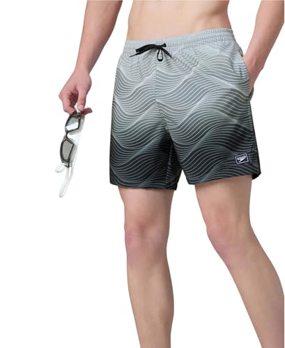 Image of Speedo Men's 4 Way Flex Essential Printed Watershorts with Side Pockets | Water Repellent | Internal Drawcord | Wide Waistband Swimming Trunks
