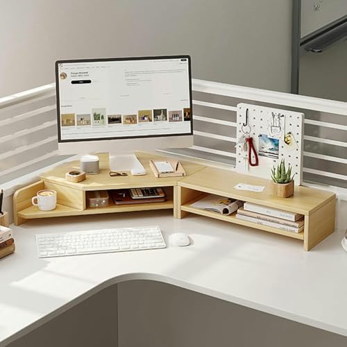 Organisateur de bureau d'angle en bois marron pour optimiser votre espace de télétravail