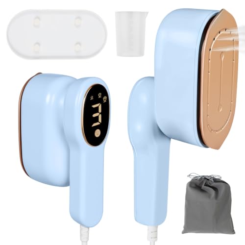 Image of Smart Travel Steamer for Clothes, 1200W Handheld mini travel Steam All-in-One Portable Steamer Iron with LCD Display, 3 Steam Modes & 5s Fast Heat-up, Garment Steamer for Travel (Blue)