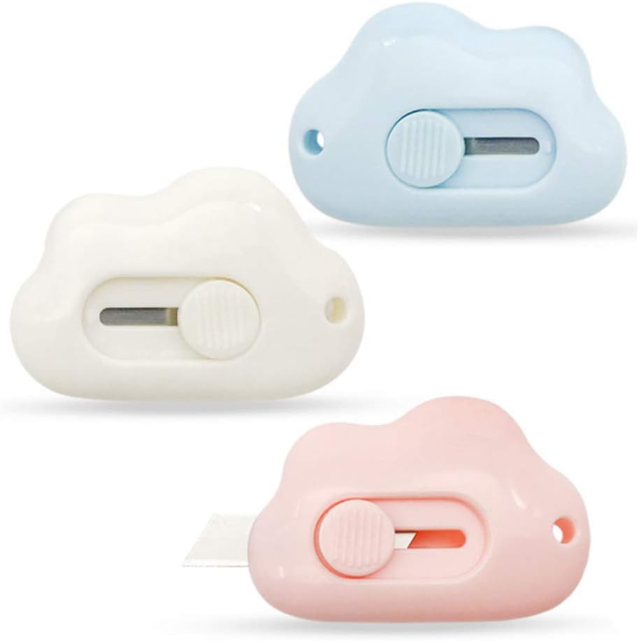 AKOAK 3 Pcs Cloud Shaped Mini Art Cutter, Portable, Suitable for Cutting Envelopes, Food Bags, Plastic Bags, Express Unpacking, Manual Cutting Paper, etc