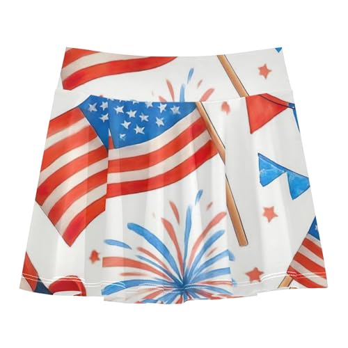 Joisal Athletic Shorts Girls Skorts Toddler Tennis Skirts Colored Little Girl of July American Flags 3t