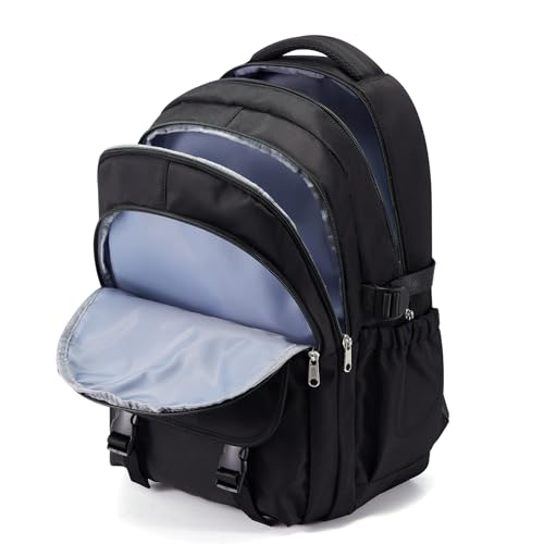 Black Waterproof Aesthetic Backpack For School, Cute High School Bookbag For Teen Girls Boys, Lightweight Casual Daypack Backpack For Women Men, College Backpack With Lots Of Pockets