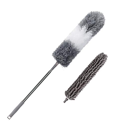 Plumero Atrapapolvo Microfibra Lavable Reutilizable Longitud 255 cm, Plumero Telescopico Extensible, Duster Limpieza Ventiladores Techo Alto, Telarañas, Persianas, Ventanas