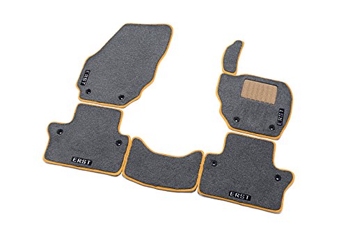 ボルボ専用ERST(エアスト)XC60(DB)2010~ カスタムフロアマット (2ライン 6ピース)マット本体カラー:グレー/ヒールパット:ベージュ/マットエッジ:オレンジGBO