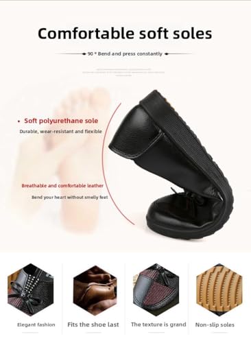 2025 Mother Shoes Single Middle-Aged and Elderly Women's Shoes Middle-Aged New Flat-Soled Leather Summer Elderly Pedal Autumn2