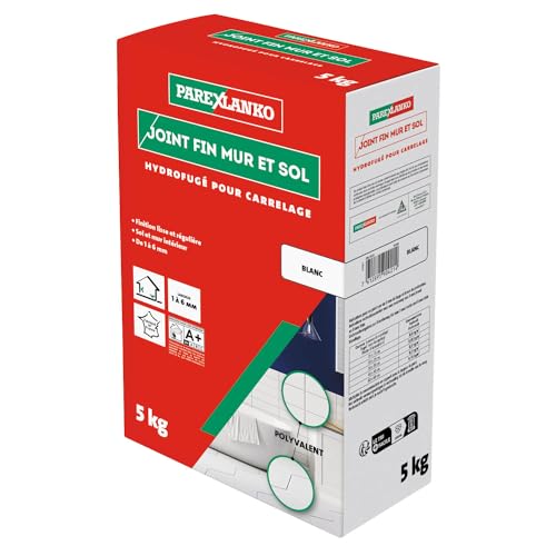 PAREXLANKO - Joint Fin Mur et Sol - Blanc - Joint en Poudre Hydrofugé pour Carrelage (1 à 6 mm) -...