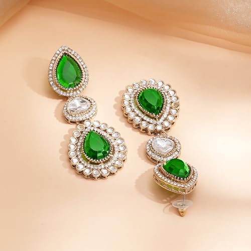 Image of Rubans AD Zircon Bridal Bold Statement Necklace Set Stylish