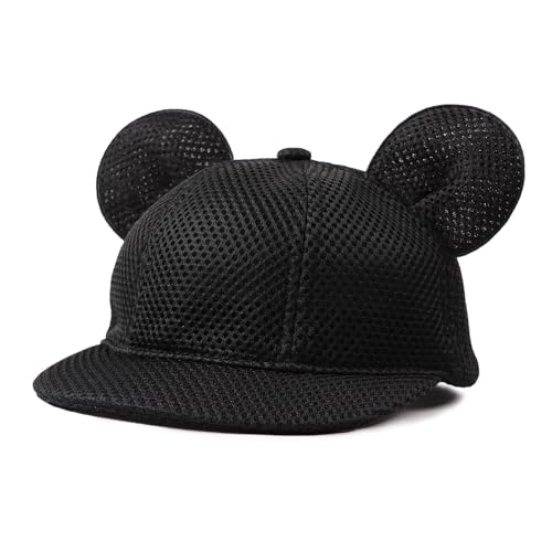 JANGANNSA Baby Mesh Cap Toddler Kids Sun Hat Mouse Ears Cute Cartoon Caps Summer (1-3Y Black)
