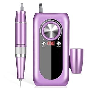 Nail Grinding Machine Rechargeable 35000RPM Nail Drill Rig HD LCD Display, Nail Master Nail Art, Portable Nail Drill Milling Machine, Grinding Head Kit for DIY Home or Salon Mani-Pedis