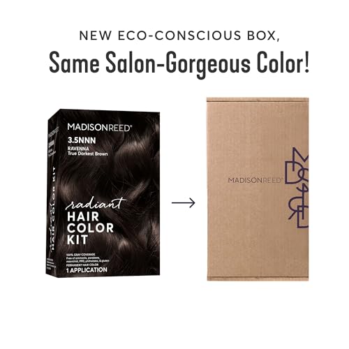 Madison Reed Radiant Hair Color Kit | 3.5NNN Darkest Brown (Ravenna Brown) for 100% Gray Hair Coverage | Salon Quality Permanent Hair Dye | PPD-Free & Ammonia-Free | (Packaging May Vary) 1 Pack