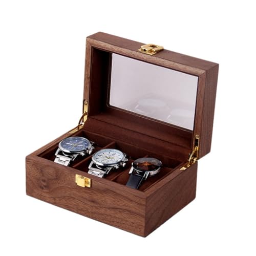 Boîte de rangement montre anti-chute en bois solide marron