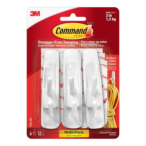 Ganchos medianos blancos colgadores de pared extraíbles pack ahorro de doce piezas 2
