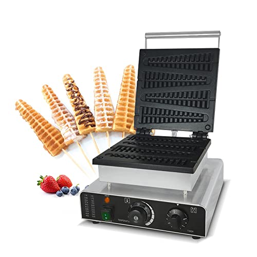 Wafflera – Máquina antiadherente, sartén de pino de hierro fundido, 110-240 V, perfecta para cafeterías, camiones de comida y uso doméstico