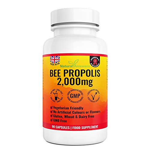Bee Propolis 2000mg - 45 Servings 90 Vegetarian Capsules - Bees Propolis Propoli Pure Propolis Natural Anti-Inflammatory UK Manufactured by Natural Answers