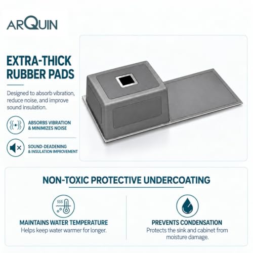 Image of ARQUIN Kitchen Sink 45x20x10 Inch Handmade Single Bowl Drain Board Matt Finish Kitchen Sink 304 Grade Stainless Steel Kitchen Sinks | Sink For Kitchen Basin Square Drainer and Adjustable Fruit Basket