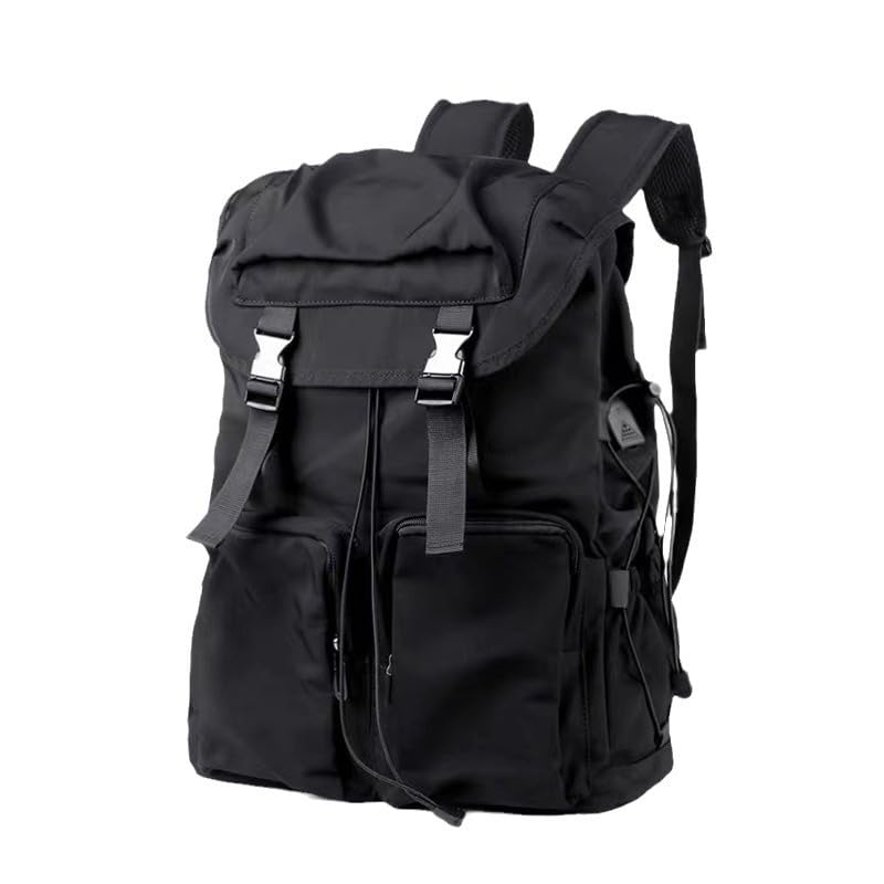 Mochila casual para laptop de 15.6 pulgadas con cierre de cordón seguro Negro L