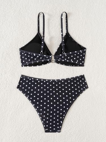 Image of Fanuerg Women's Triangle Bikini Sets O Ring Linked Two Piece Swimsuits Floral Printed Cheeky Bathing Suit