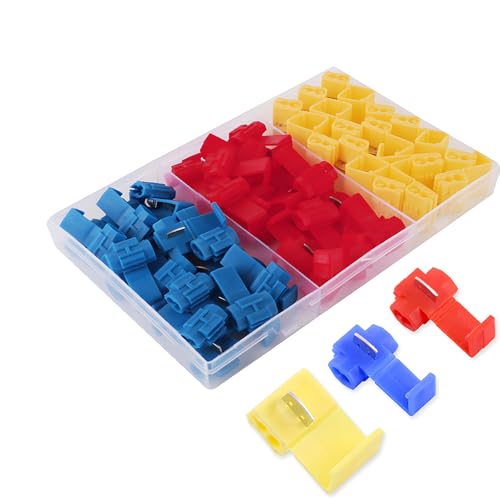 CESFONJER 54 Pcs Scotch Lock Conector Kit | rapida Splice Conectores | Terminales de cables | Rojo 20 piezas Azul 20 piezas amarillo 15 piezas