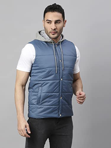 Image of Dennis Lingo Color Block Polyester Regular Fit Full Sleeves Men's Hooded Puffer Jacket with 2 Pockets - Lightweight Casual Winterwear for Men