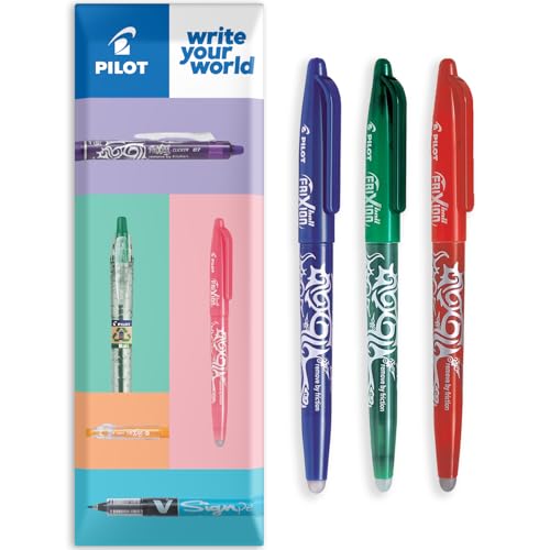 PILOT Frixion FR7 Stylo Effaçable 0.7mm Bleu Vert Rouge (3 Unités)
