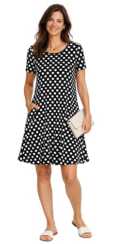 Image of Casual Summer Dresses for Women Beach Sun Dress Short Sleeve Tshirt Dress with Pockets
