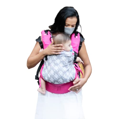 A Anmol Baby Ergonomic Adjustable Baby Carrier Flexy - Premium 100% Handwoven Cotton Newborn to Toddler - 1 Day to 4 Years, 4 Ways to Carry, ASTM Tested, 3-20kg (Cycle Pink)-image-14