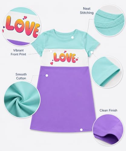 Image of KYDA KIDS 100% Pure Cotton Printed Round Neck Regular fit Half Sleeve Multicolor Long Top for Girls - (Pack of 1)