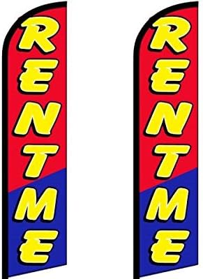 Rent Me Feather Flags – 3 ft x 11.5 ft Outdoor Advertising Banners for Rental Services, Weatherproof Polyester, Pack of 2, (Mount & Poles Not Included)