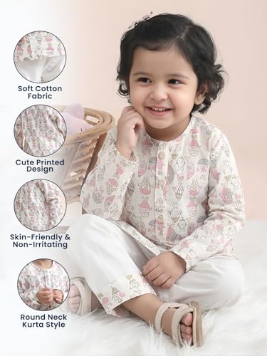 Image of POLKA TOTS Premium Cotton Night Wear for Boys & Girls | Traditional Kurta Pyjama Night Suit Set | Ultra-Soft & Breathable Nightwear for Toddlers & Baby | Kids Night Dress from Newborn to 8 Years