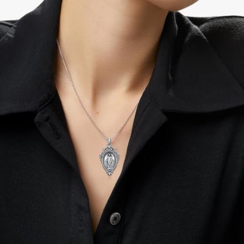 Rnivida 925 Sterling Silver Miraculous Medal Pendant Necklace for Women,Catholic Virgin Mary Jewelry Gifts for Her2