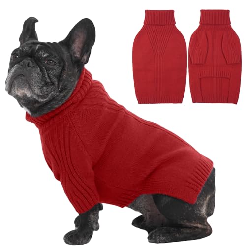 IECOii Dog Sweaters for Medium Dogs Girl Boy,Christmas Knit Doggy Sweatshirt with Sleeve,Turtleneck Thick Warm Dog Sweaters for Winter,Pullover Knitwe