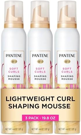 Pantene Curl Mousse For Curly Hair, Tames Frizz for Soft Touchable Curls, 6.6 Oz Each (Pack of 3)
