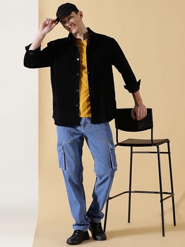 Image of Thomas Scott Men's Premium Spread Collar Double Pocket Corduroy Oversized Shackets