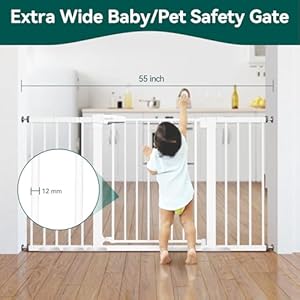 BABELIO 29-55 Inch Extra Wide Baby/Dog Gate, Metal Auto Close, Pressure Mounted Pet Door for Doorways, NO Need Tools and Drilling, with Wall Cups, White BABELIO 29 55 Inch Extra Wide BabyDog Gate Metal Auto Close Pressure Mounted Pet Door for Doorways NO Need Tools and Drilling with Wall Cups White