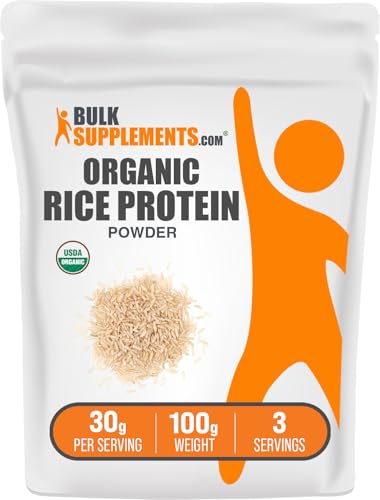 BulkSupplements.com Organic Rice Protein Powder - Vegan Plant Protein, Unflavored - Vegan & Gluten Free, 30g per Serving, 100g (3.5 oz) (Pack of 1)