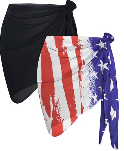 Image of CHICGAL 2 Pieces Women Beach Sarong Bathing Suit Wrap Skirt Sheer Bikini Swimsuit Cover Ups for Swimwear
