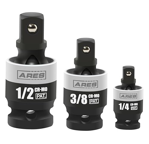 Image of ARES 22036 3-Pc Slim Profile Impact Universal Joint Set - 1 /4,3 /8,1 /2-In