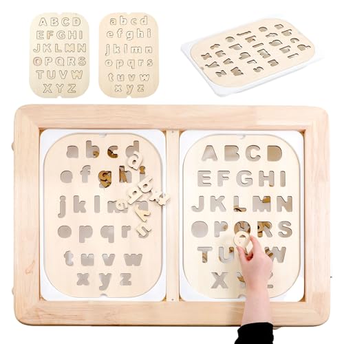 IEATFO Sensory Table Flisat Trofast Inserts Wooden Alphabet Board Set - Capital and Small Letters for Sensory Table Play - Montessori-Inspired