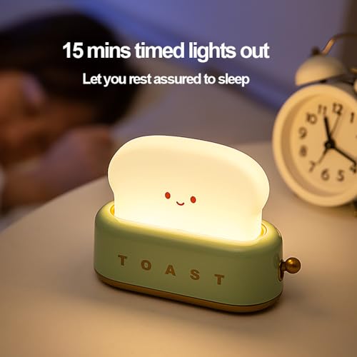 Image of Led Cute Toaster Lamp, Kawaii LED Toast Bread Night Light, Super Squishy Silicone USB Rechargeable and Portable Light with Timer, Xmas Ideal Gifts for Baby Kids Girls Teens Teenages