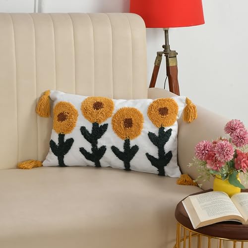 DOLCE CASA Tufted Cushion Cover 12 inch x 20 inch | Bedroom Cushions Set for Bed | Living Room Cushions for Sofa | Pack of 5